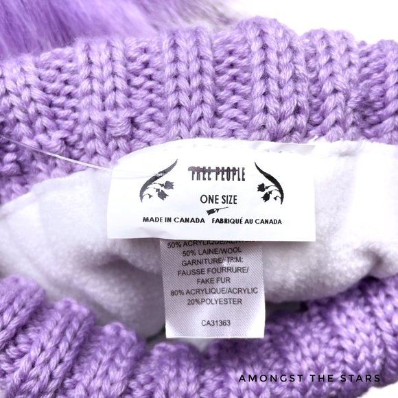 Free People Big Sky Purple & White Wool Chunky Knit Pom Beanie Hat main image 6